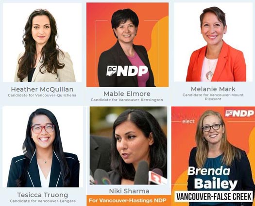 The BC NDP are running six diverse women candidates in Vancouver in the 2020 BC election