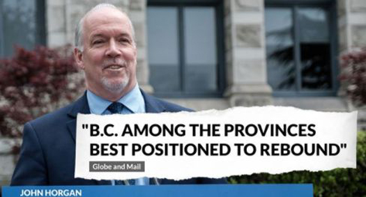 British Columbia Premier John Horgan believes the province in a strong position for an economic rebound