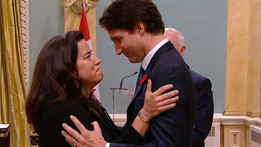 Jody Wilson-Raybould and Justin Trudeau, November 4 2015, swearing in ceremony