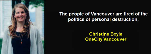 Christine Boyle: the people of Vancouver are tired of the politics of personal destruction