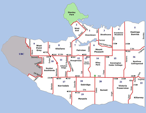 Vancouver's 23 neighbourhoods