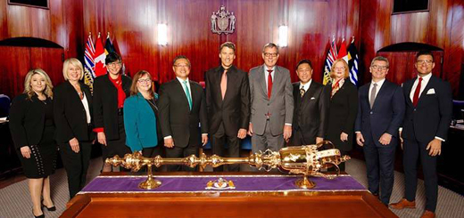 2018 Vancouver City Councillors, and Mayor Gregor Robertson standing in the centre