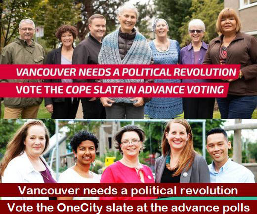 Vote COPE and One City candidates in the 2018 Vancouver civic election